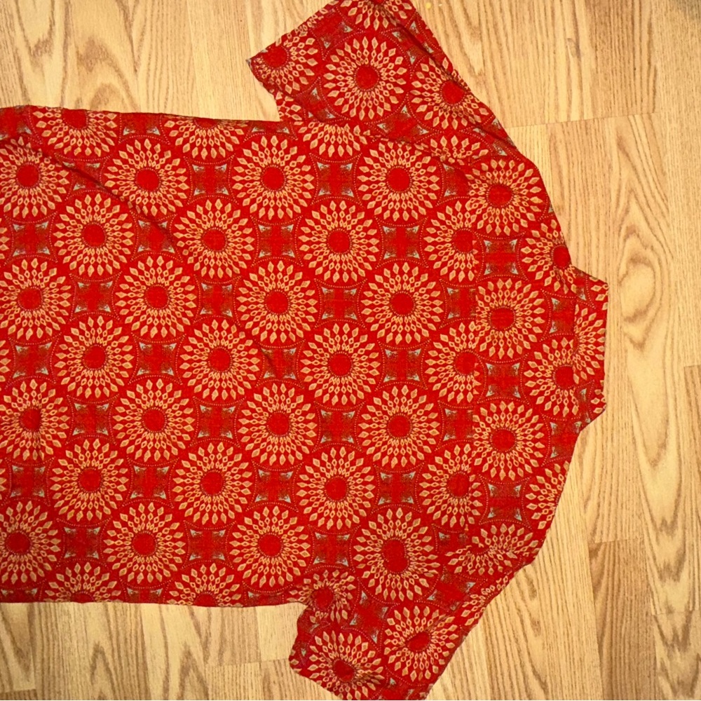 Vatpave Red Patterned Button Up Shirt XL - Picture 5 of 6